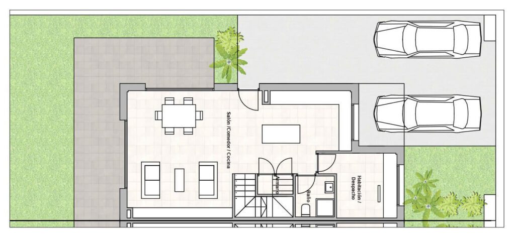 plano primera planta chalets adosados en villalbilla